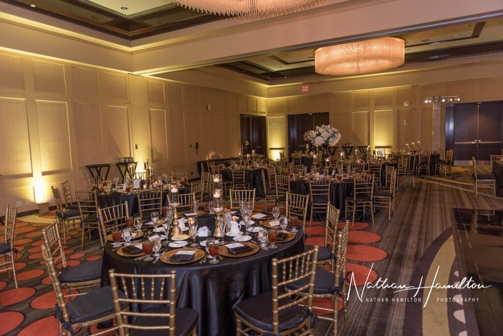 Main ballroom at the UH Hilton Hotel a Houston wedding venue