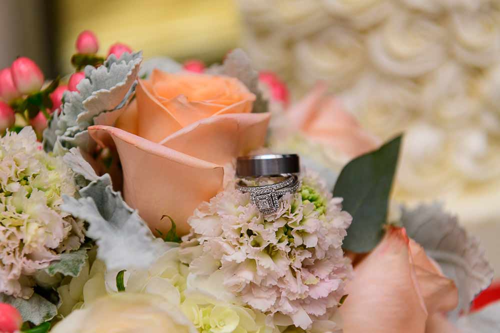 wedding rings and wedding flowers at a micro wedding