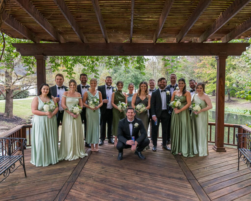 Wedding party portrait in the gazebo at The Springs Cypress